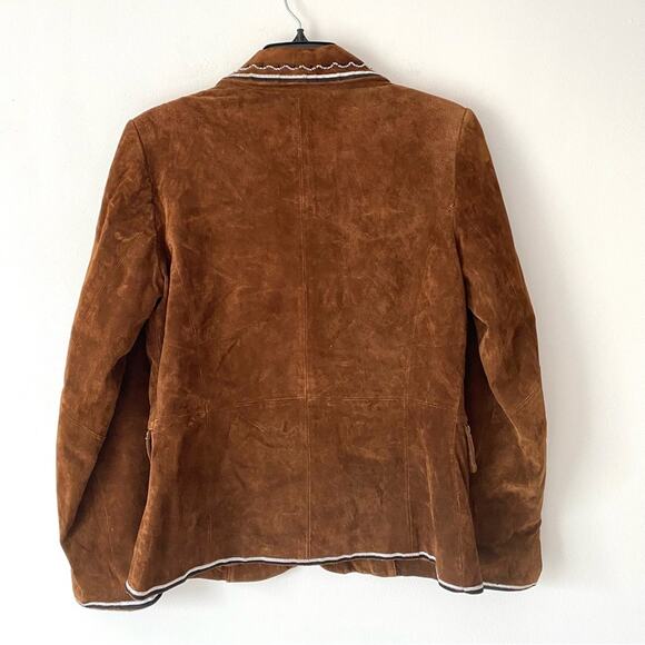 Pamela McCoy Brown Suede Western Embroidered Beaded Jacket Blazer Small Boho - Picture 7 of 10